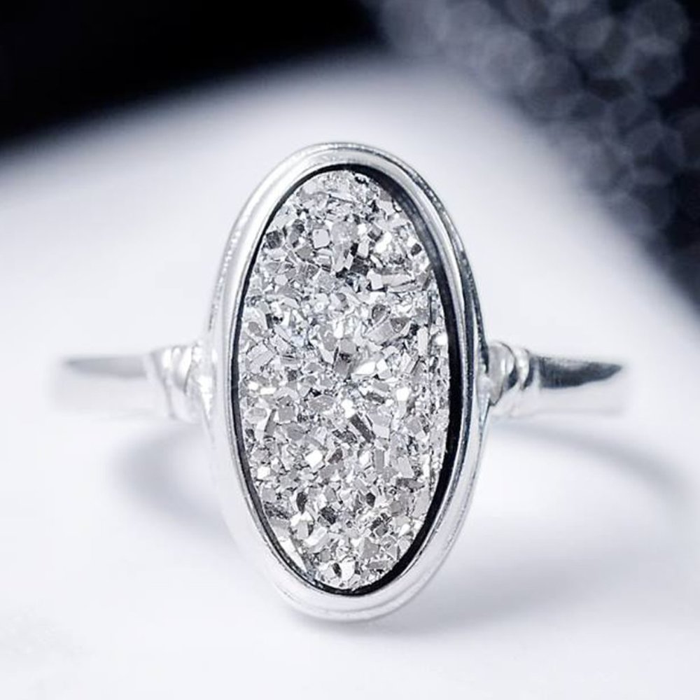 Druzy Stone ring, made with 925 Sterling Silver, Charmed Aroma